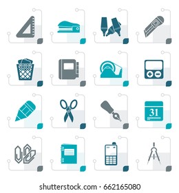 Stylized Business and office objects icons - vector icon set