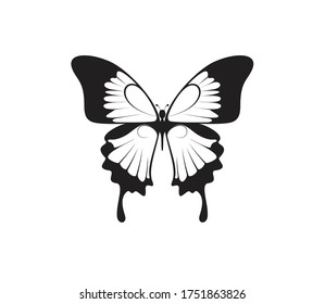 Stylized butterflay tatto design. Vector illustration