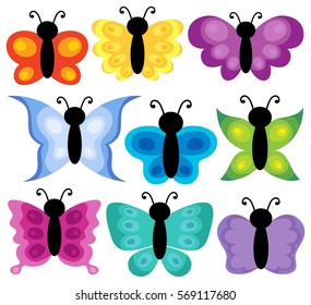 Estilizado tema de mariposas conjunto de 2 - ilustración vectorial eps10.
