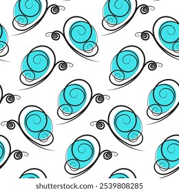 Stylized butterflies with turquoise spots Seamless Pattern. Springtime background or wallpaper idea