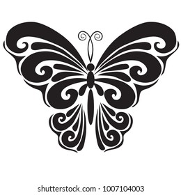 stylized butterfly in black color vector