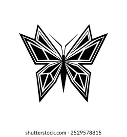 Una mariposa estilizada con un diseño geométrico. La mariposa se compone de diseño de silueta de Vector de icono de logotipo agudo