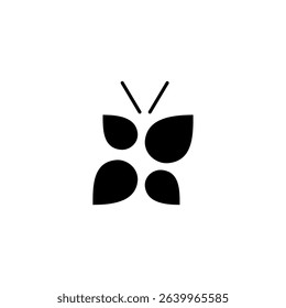 Stylized butterfly silhouette with leaf-like elements in a minimalist design