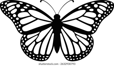 Stylized Butterfly Silhouette with Open Wings