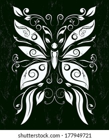 Stylized Butterfly Vector -  chalkboard style - Grunge effects can be easily removed