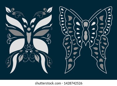 Stylized Butterfly Vector illustration set