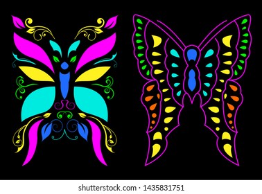 Stylized Butterfly Vector illustration set