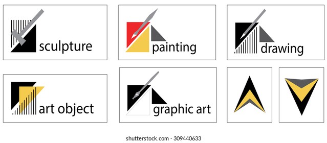 stylized buttons, icons, logos, symbols 