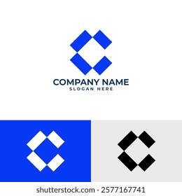 stylized "C" formed by a series of squares, representing a box or container. The design is modern and minimalist, conveying precision and efficiency for businesses in packaging, shipping, or logistics