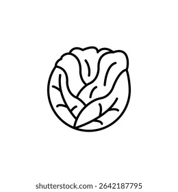 Stylized Cabbage Head Line Art For Healthy Lifestyle Designs