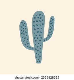 Stylized cactus in artistic style with abstract details vector hand drawn illustration in freehand style