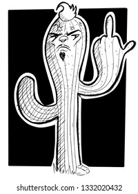 Stylized cactus character with really bad attitude. 