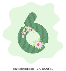 Uma fonte de cacto estilizado adornado com flores vibrantes, definido contra um fundo verde calmante, perfeito para fins decorativos.