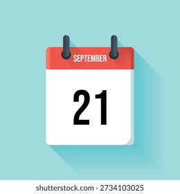 A stylized calendar displaying the twenty-first day of september, with a simplistic flat design.