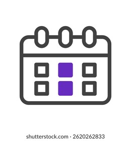 Stylized calendar icon with marked dates, suggesting scheduling or reminders