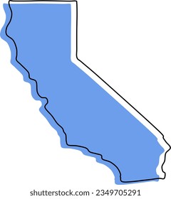 stylized california outline vector map