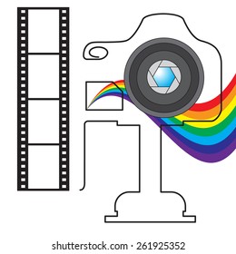 Stylized camera on the background 