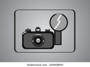 Stylized camera on gray background