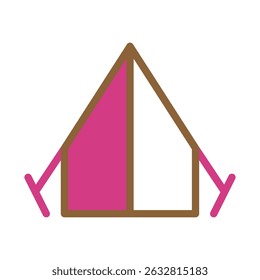 Stylized Camping Tent Icon with Contrasting Colors for Outdoor Adventure Theme