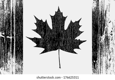 Stylized Canadian flag on wood. EPS10 vector illustration.