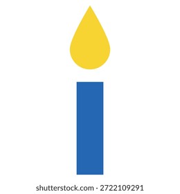 Icono de vela estilizada con cuerpo azul Vertical y llama amarilla, que representa la luz, el recuerdo o la conciencia en un diseño minimalista limpio