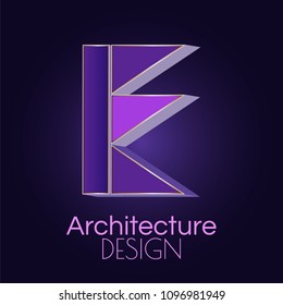 Stylized capital letter E logotype design in ultra violet