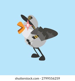 Stylized Captain Seagull Bawl Character Illustration
