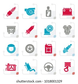 Stylized Car part and services icons  - vector icon set