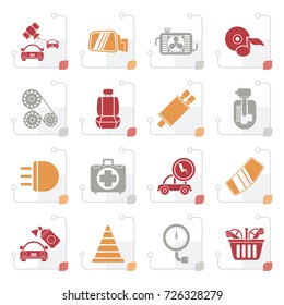 Stylized Car parts and services icons - vector icon set 3