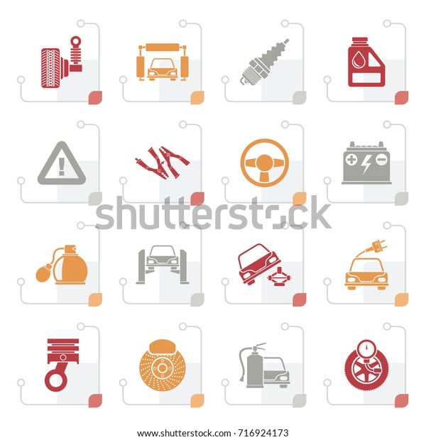 Stylized\
Car and road services icons - vector icon\
set