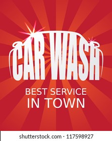 Stylized car wash text inside a car silhouette. Vector image.