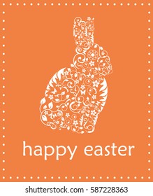 stylized card with an ornament, depicting the Easter Bunny