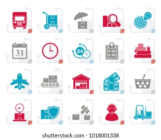 Stylized Cargo, shipping and Logistics  - vector icon set