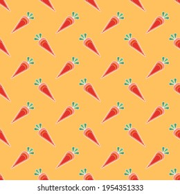 Patrón de garrapatas estilizadas sin soldadura sobre fondo naranja.Vector de fondo de verduras simples para textiles, telas, papeles pintados, papel de embalaje, embalaje y otros.