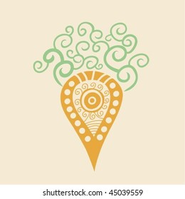 Stylized carrot with vintage elements.