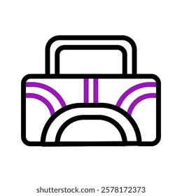 Stylized Carry Bag Icon with Purple Accents Design