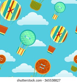 Stylized cartoon balloons seamless pattern