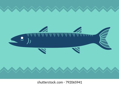 Stylized cartoon barracuda fish vector illustration.
