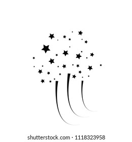Stylized Cartoon Black Fireworks with Stars Bursting vector icon