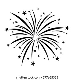 Stylized Cartoon Black Fireworks With Stars Bursting Vector Icon