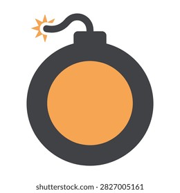 A stylized cartoon bomb icon with a lit fuse, representing danger, explosion, or warning. Perfect for safety alerts, hazard symbols, and emergency concepts in digital design.