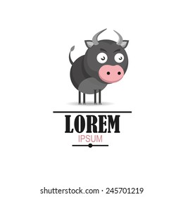 Stylized cartoon bull. vector illustration, logo, character