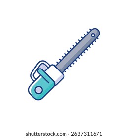Stylized cartoon chainsaw illustration against White Background
