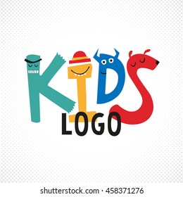 Stylized cartoon characters kids vector logo