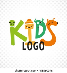 Stylized cartoon characters kids vector logo