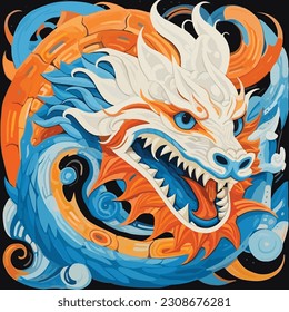 Stylized cartoon dragon painting design