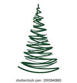 Stylized Cartoon Evergreen Coniferous Tree. Element of Existential Forest. Doodle style as the art of peculiar design idea. Feel free to make bizarre stickers, greeting cards, posters and more. 