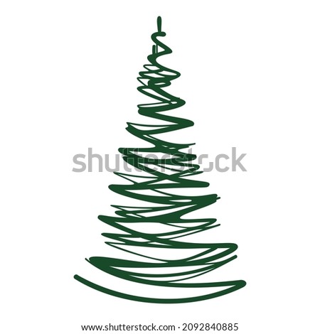 Stylized Cartoon Evergreen Coniferous Tree. Element of Existential Forest. Doodle style as the art of peculiar design idea. Feel free to make bizarre stickers, greeting cards, posters and more. 