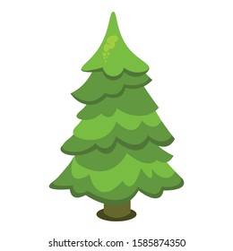 Stylized Cartoon Fir tree, green color design for video game or landscape.