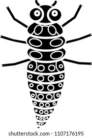 Stylized cartoon larva of ladybird on white background